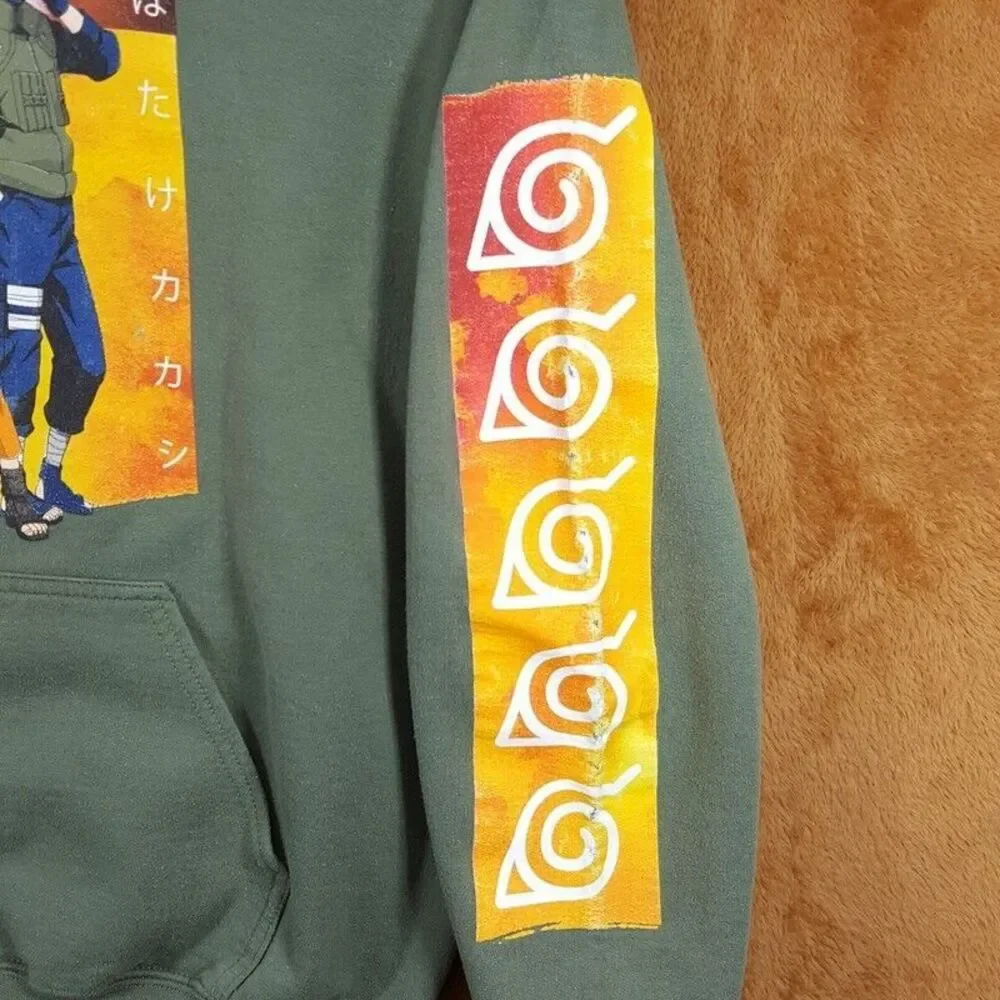 NARUTO SHIPPUDEN Hoodie Boys Small Green Pullover Graphic Anime Sweatshirt